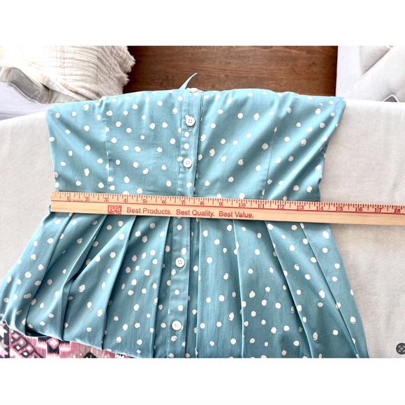 SAMANTHA SUNG Audrey Dress in Seafoam Blue White Dot Print - 4 - Picture 8 of 11